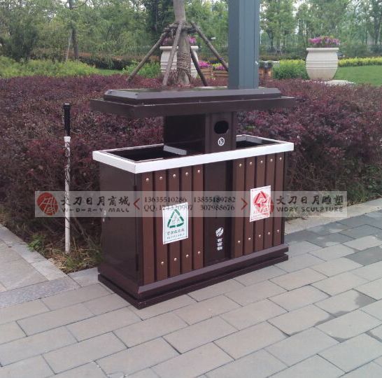 省政府新办公楼景观带垃圾桶 户外钢木垃圾桶